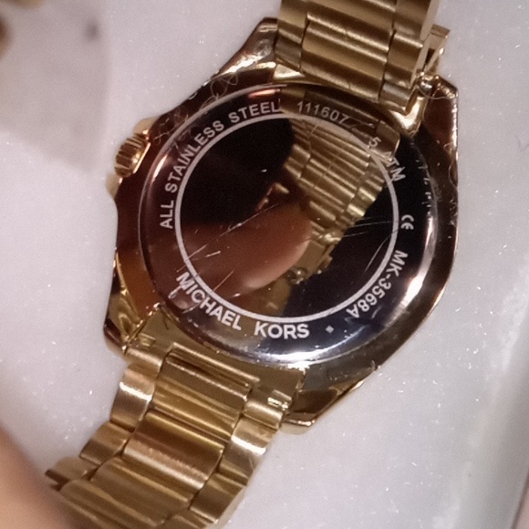 Michael Kors Gold Tone Kaycie Watch MK-3568A w/ CZ Paved Hinged Bangle Bracelet - Picture 2 of 6